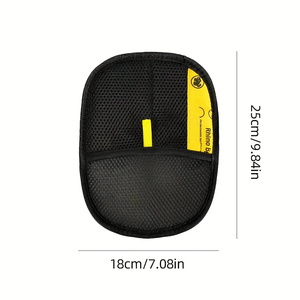 Upgrade Edition Large Pet Static Hair Removal Gloves - Black Polypropylene Cat Grooming Gloves with Yellow Accents